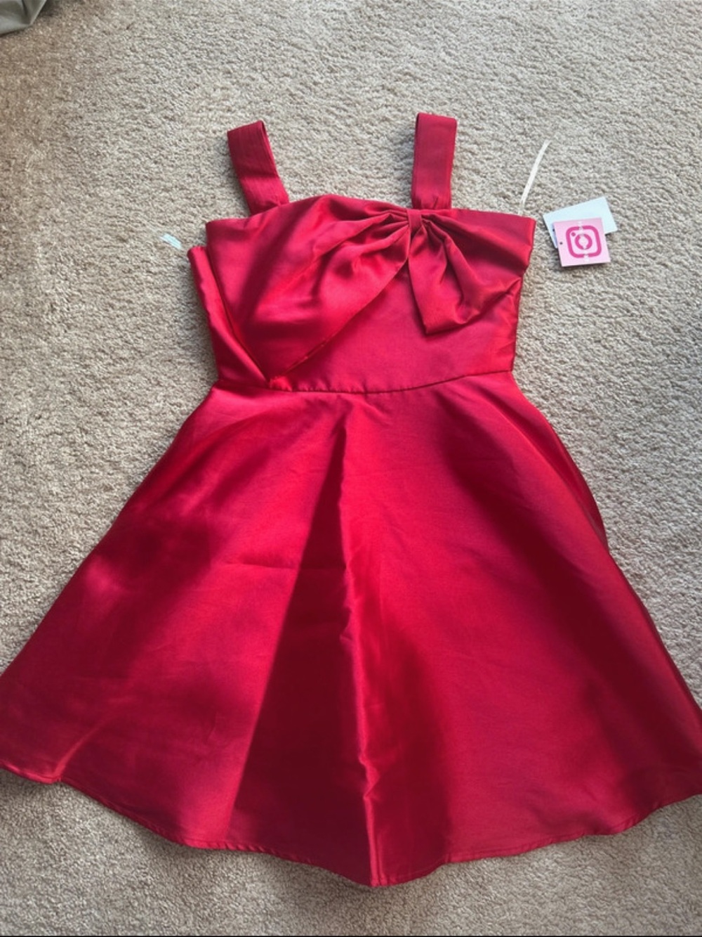 Rare Editions Red Bow-Front Satin Party Dress